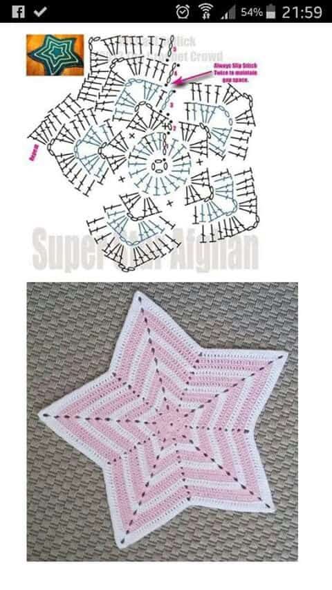 alfombra en forma de estrella tejida a crochet 1
