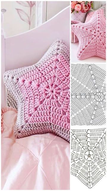almohadas de estrellas de crochet 1