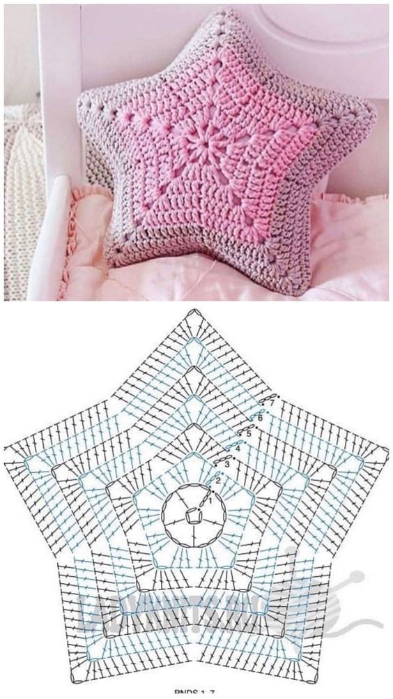 almohadas de estrellas de crochet 3