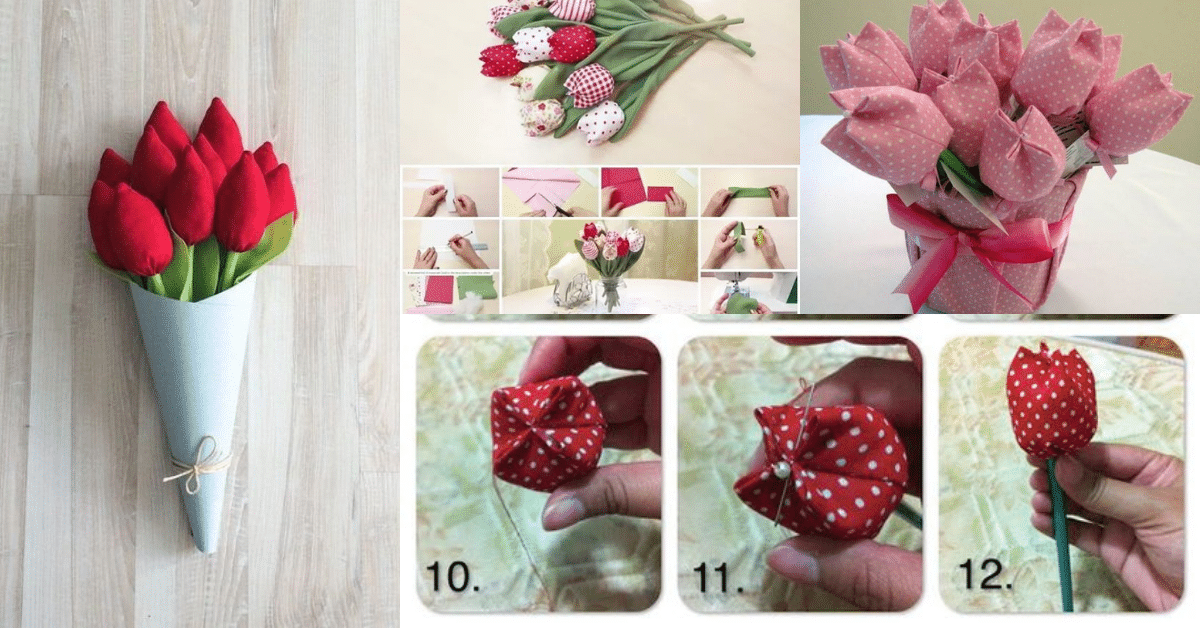 como hacer tulipanes de tela