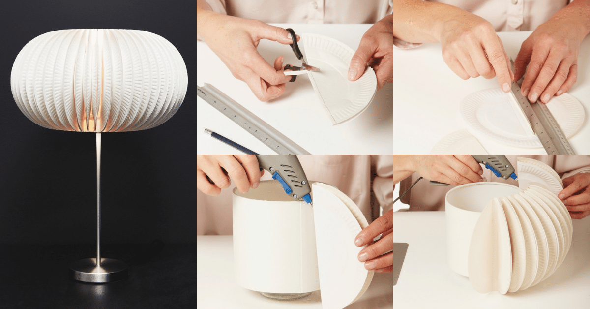 como hacer una hermosa lampara con platos de papel