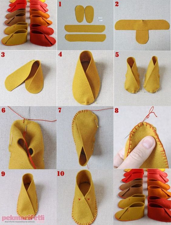como hacer zapatos de fieltro para bebes 10