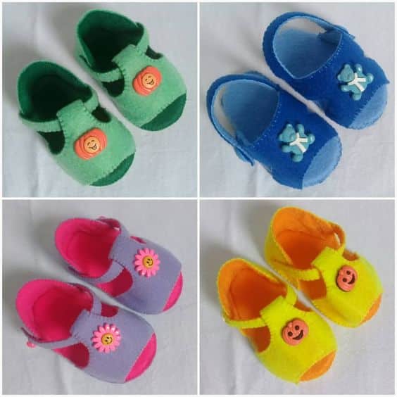 como hacer zapatos de fieltro para bebes 6