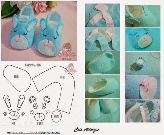 como hacer zapatos de fieltro para bebes
