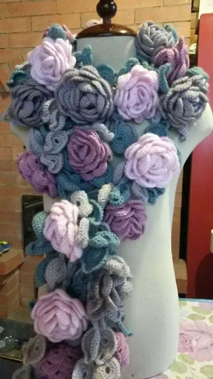 como tejer bufanda a crochet flores 8
