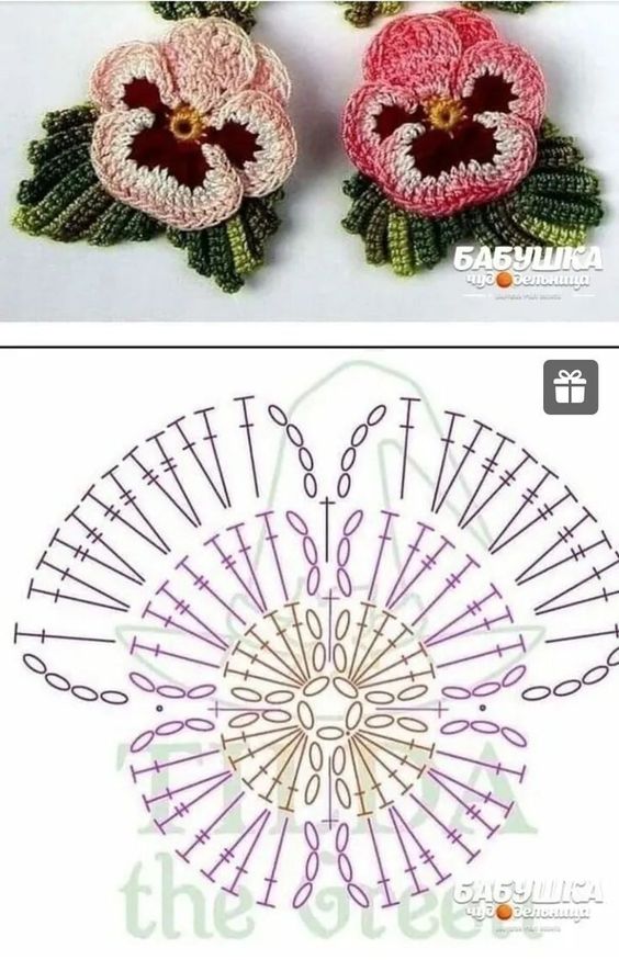 como tejer flores pensamentos en crochet 10