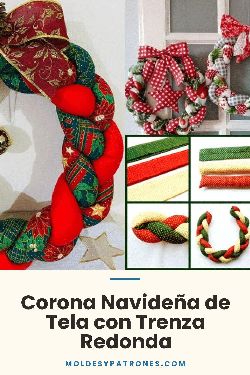 Corona Navideña de Tela con Trenza Redonda