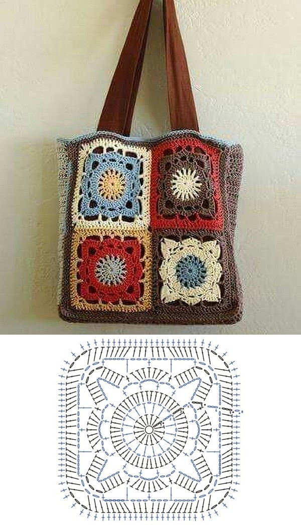 crochet bolso con cuadrados granny 5
