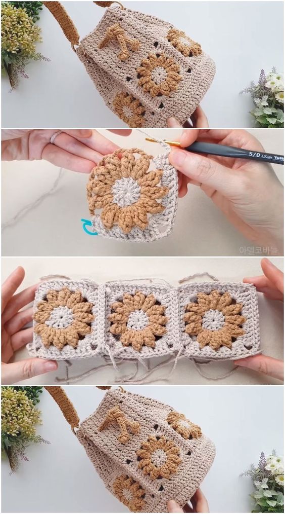 crochet bolso con cuadrados granny 7