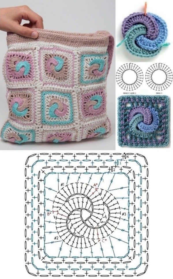 crochet bolso con cuadrados granny 9