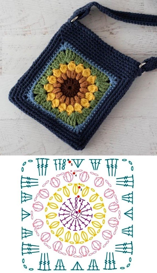 crochet bolso con cuadrados granny