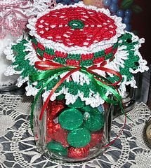decorar frascos para navidad con crochet 3