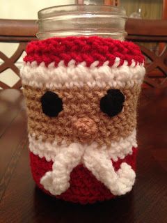decorar frascos para navidad con crochet 6