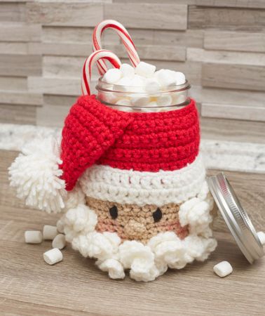decorar frascos para navidad con crochet 7