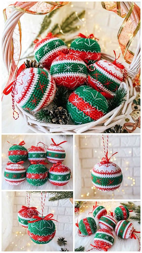 esferas navidenas hechas con lana 3