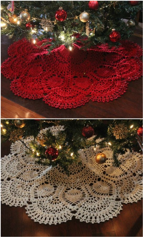 falda crochet ganchillo para arbol de navidad 2