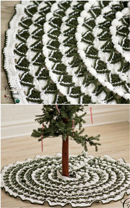 falda crochet ganchillo para arbol de navidad 5