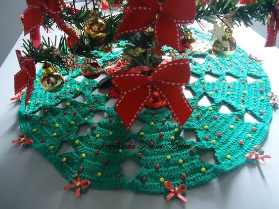 falda crochet ganchillo para arbol de navidad