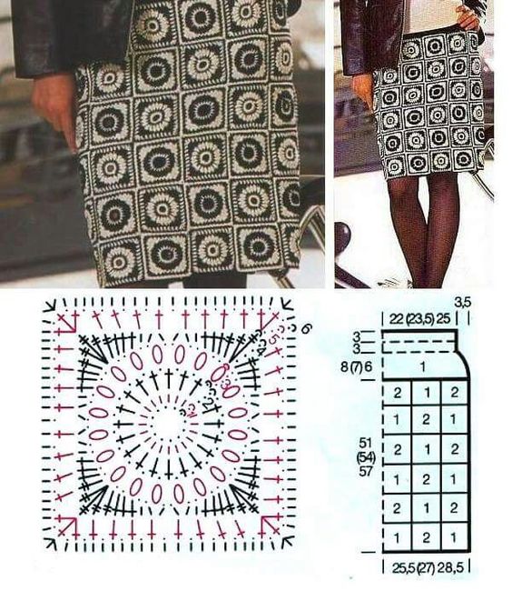 faldas de crochet con cuadros 1