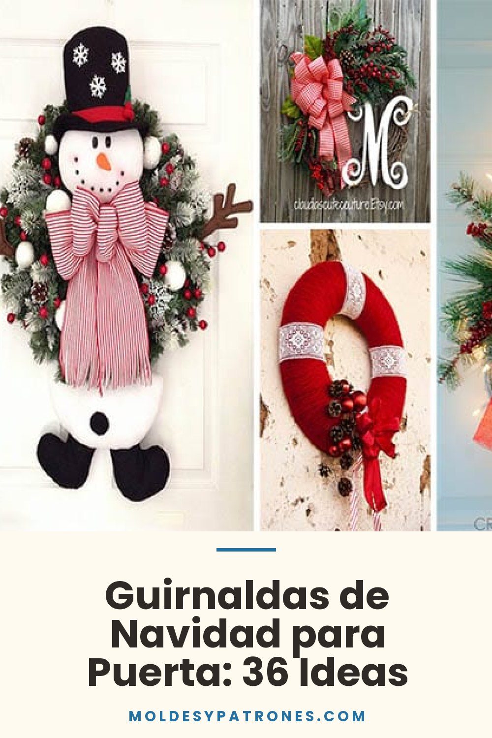Guirnaldas de Navidad para Puerta: 36 Ideas