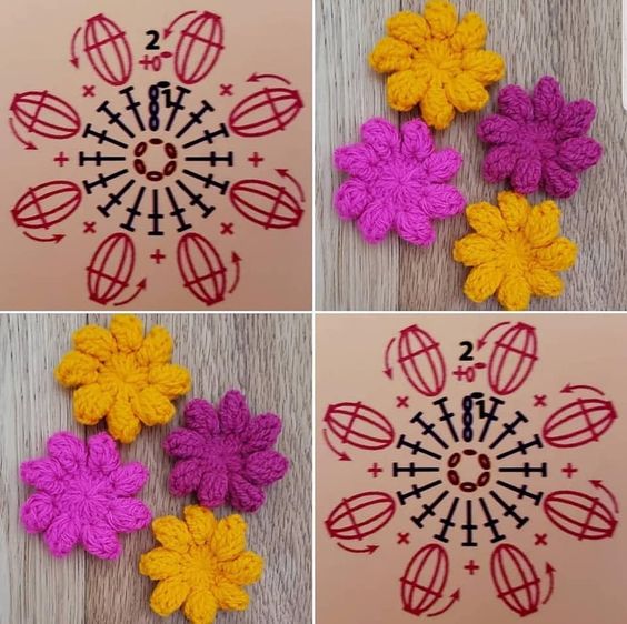 hermosas flores de crochet con graficos 11