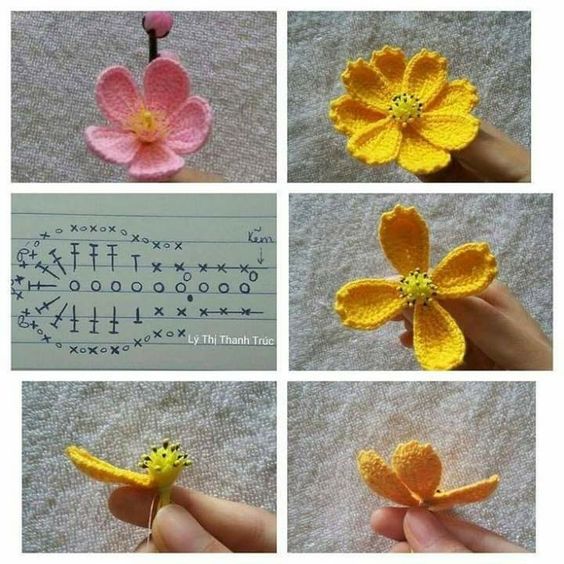 hermosas flores de crochet con graficos 6