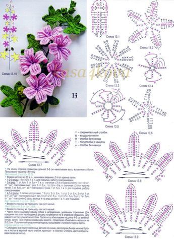 hermosas flores de crochet con graficos 8