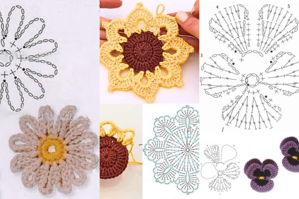 hermosas flores de crochet con graficos