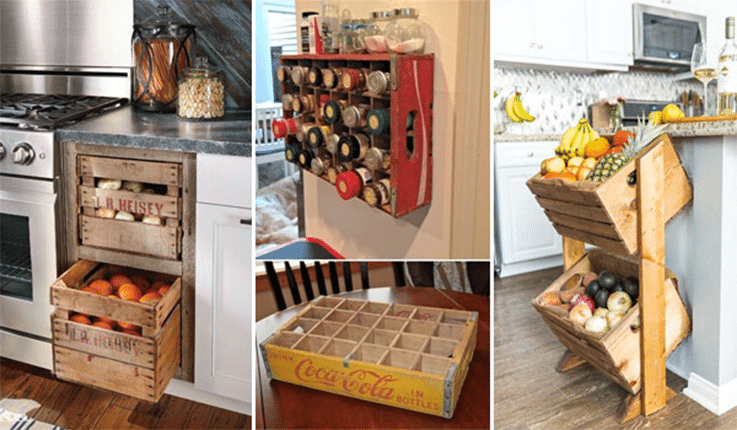 ideas almacenamiento para la cocina cajas madera