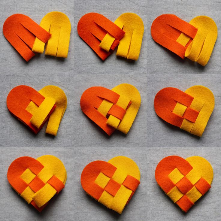 ideas de corazones entrelazados de fieltro 1