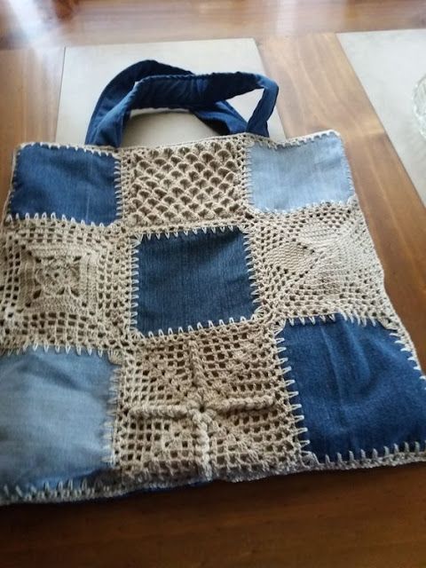 ideas para usar jeans cuadrados con crochet 7