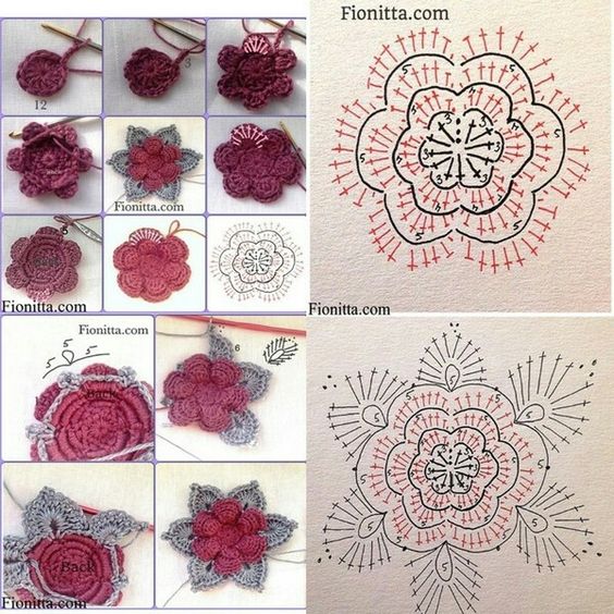 mejores flores de crochet con graficos 7