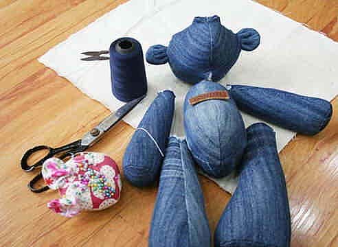 molde oso de peluche hecho con jeans 2