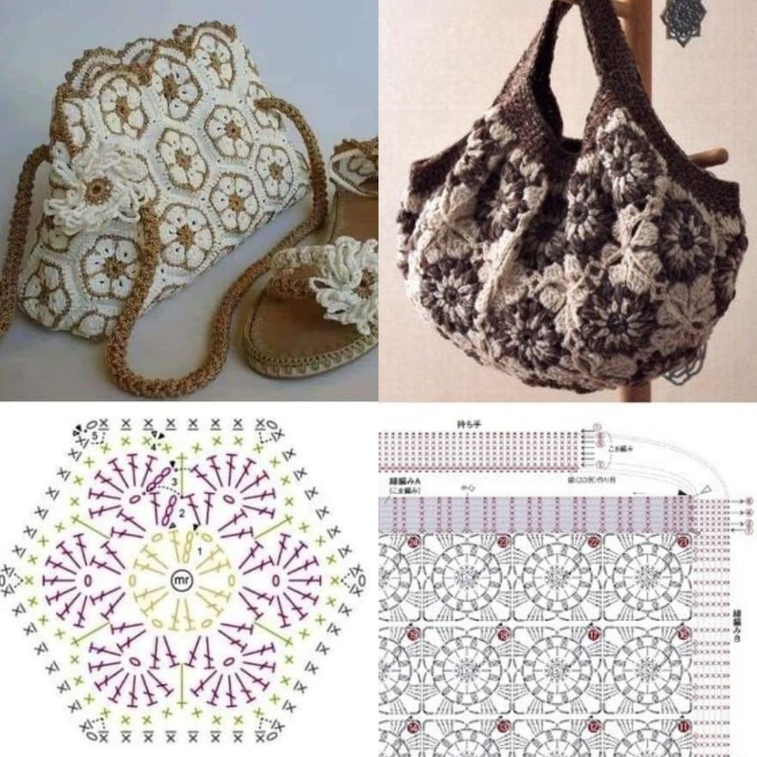 patrones de bolsos de ganchillo florales 10
