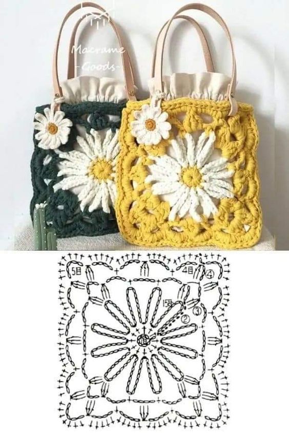 patrones de bolsos de ganchillo florales 6