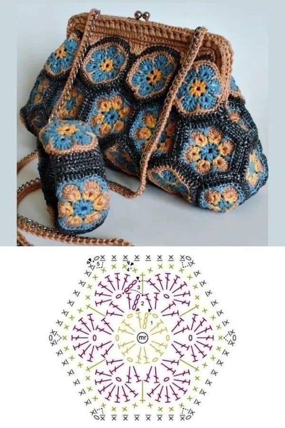 patrones de bolsos de ganchillo florales 7