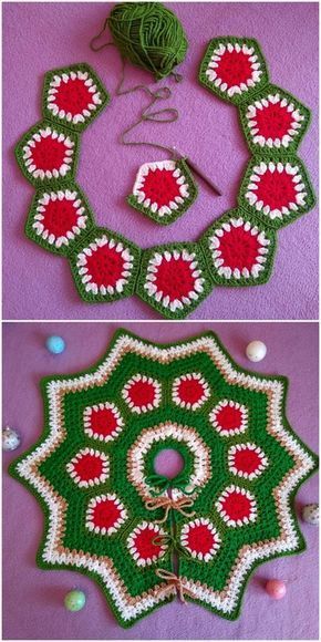patrones de crochet para falda de arbol de navidad 1