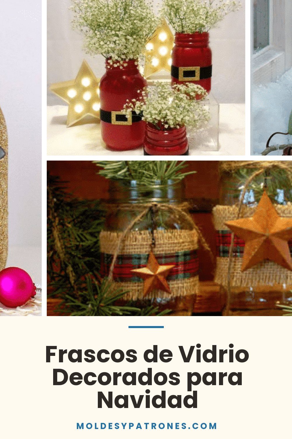 Frascos de Vidrio Decorados para Navidad