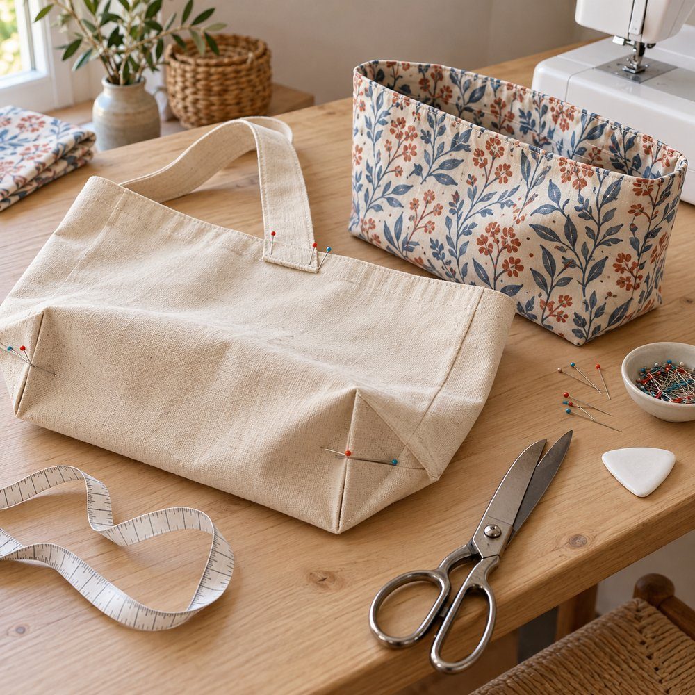 Bolsos de tela: patrones Unión de los exteriores y forros con abertura para volver el bolso